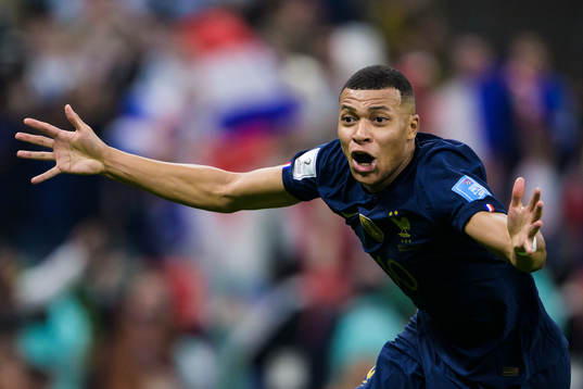 Kylian Mbappe of France celebrates