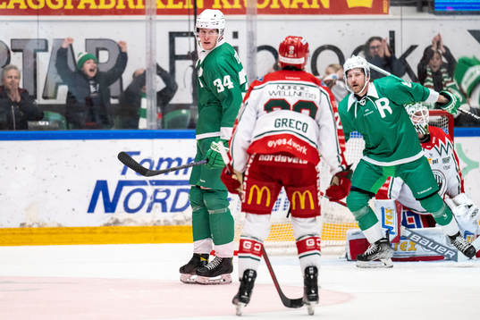 Rögles Adam Edström och Linus Sandin jublar