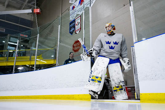 Goaltender Carl Lindbom  of Sweden