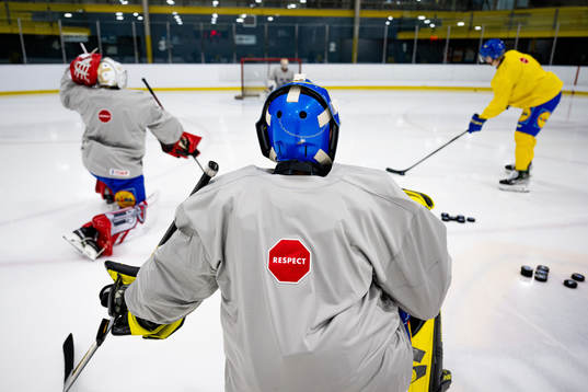 Goaltender Ian Blomquist of Sweden