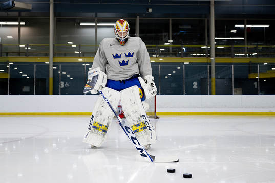 Goaltender Carl Lindbom of Sweden
