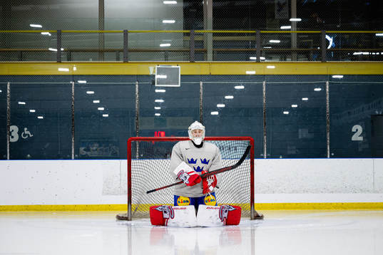 Goaltender Marcus Brännman of Sweden