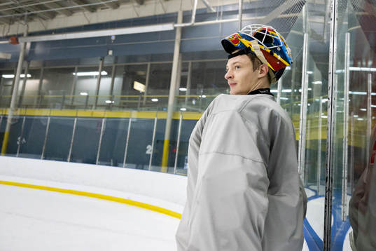 Goaltender Carl Lindbom of Sweden
