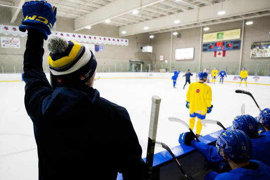 Goalie coach Mikael Gerdén of Sweden
