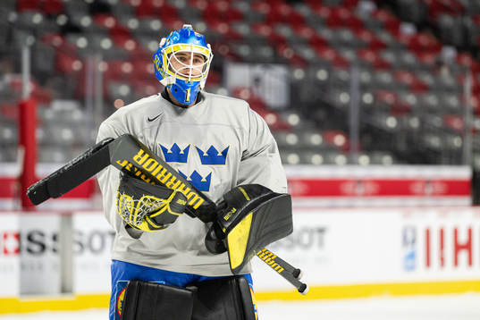 Goaltender Ian Blomquist of Sweden
