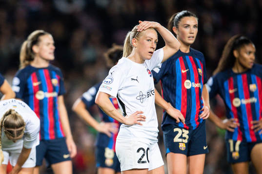 Mia Persson of FC Rosengård looks dejected