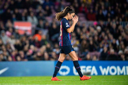 Ingrid Syrstad Engen of Barcelona looks dejected