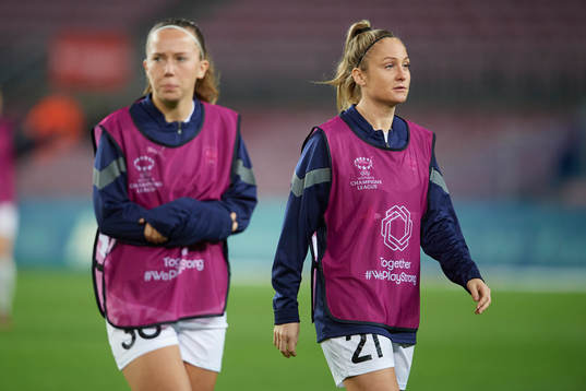 Athinna Persson Lundgren and Karin Lundin of FC Rosengård
