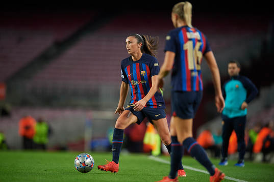 Ingrid Syrstad Engen and Fridolina Rolfö of FC Barcelona