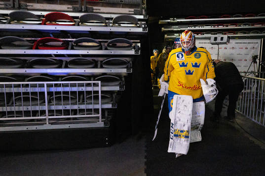 Goaltender Carl Lindbom of Sweden