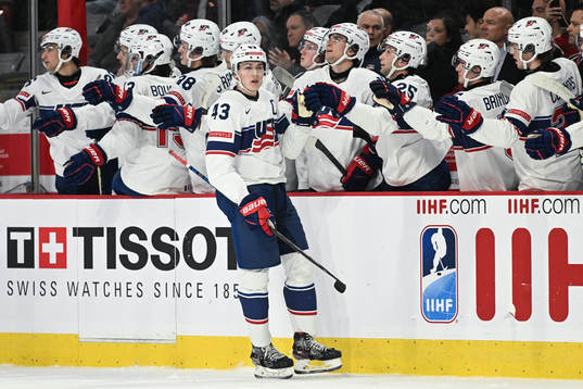 Luke Hughes of USA celebrates