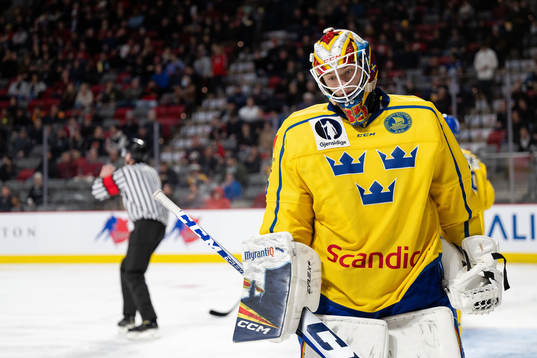 Goaltender Carl Lindbom of Sweden
