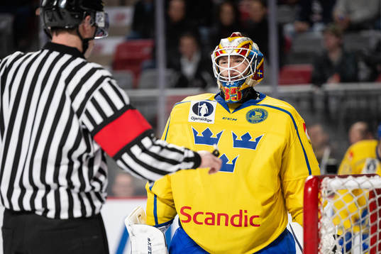 Goaltender Carl Lindbom of Sweden