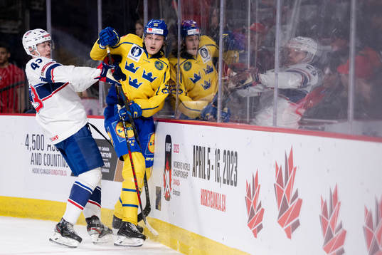 Luke Hughes of USA and Milton Oscarson of Sweden