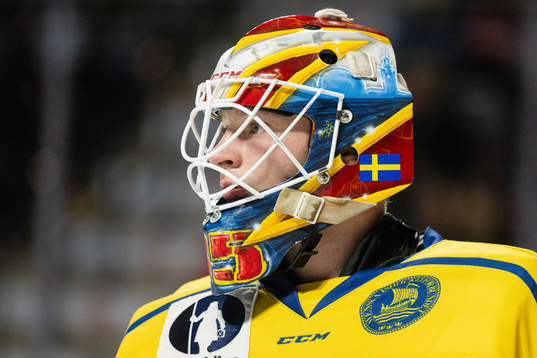 Goaltender Carl Lindbom of Sweden