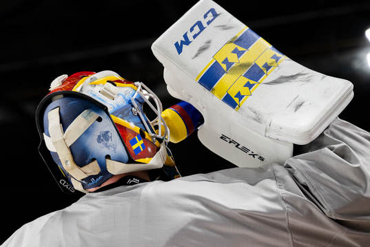 Goaltender Carl Lindbom of Sweden