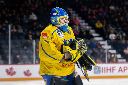 Goaltender Ian Blomquist of Sweden