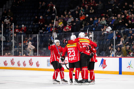 Players of Switzerland celebrate the 2-3 goal