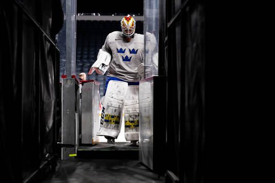 Goaltender Carl Lindbom of Sweden