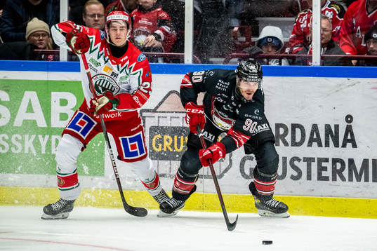 Frölundas Pontus Johansson  och Malmö Redhawks Lance Bouma