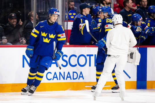 Fabian Wagner of Sweden celebrates the 9-0 goal the 2023