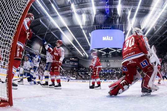 Leksands Justin Glenn Kloos jublar