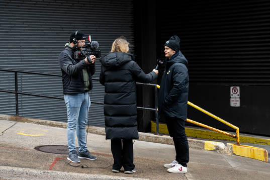 Simon Robertsson of Sweden is interviewed by Swedish