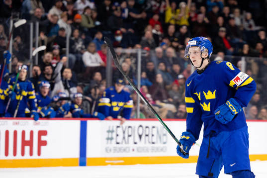 Adam Engström of Sweden celebrates the 0-1 goal