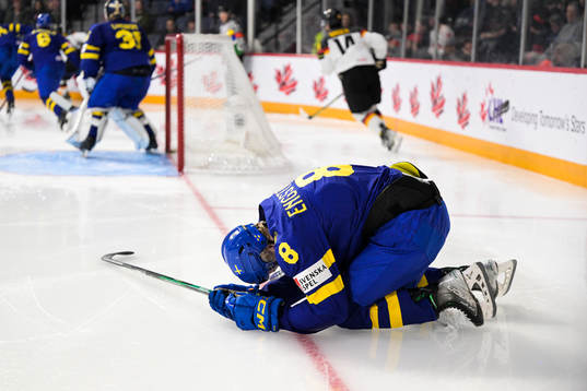 Adam Engström of Sweden in pain