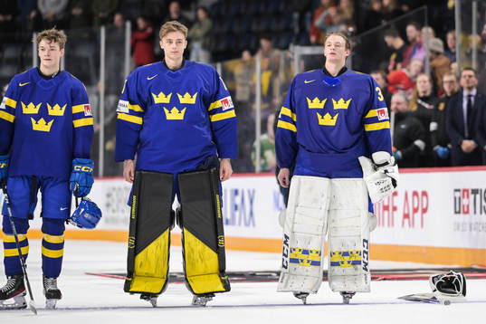 Goaltender Carl Lindbom of Sweden