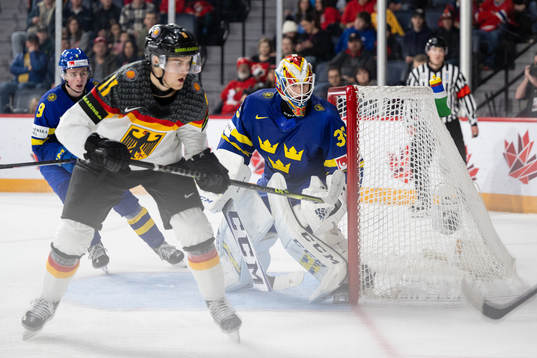 Goaltender Carl Lindbom of Sweden