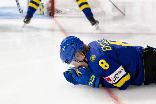 Adam Engström of Sweden in pain