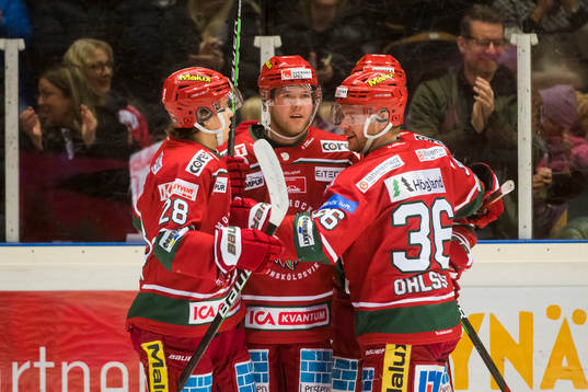 Modos Oscar Pettersson jublar ihop med Niklas Folin Theo