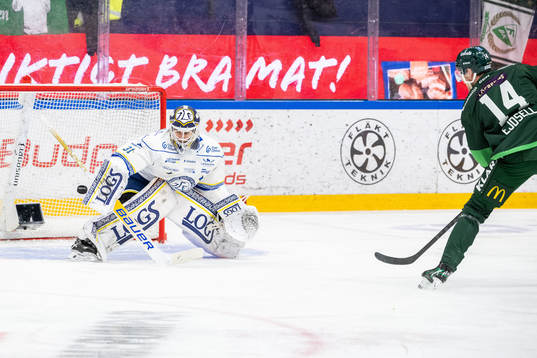 Leksands målvakt Kasimir Kaskisuo och Färjestads Victor
