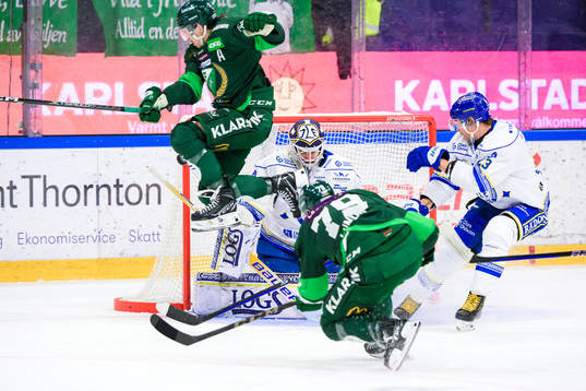Färjestads Joakim Nygård och Leksands målvakt Kasimir