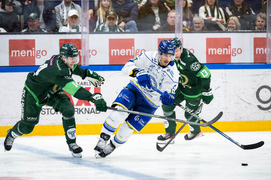 Färjestads Victor Ejdsell och Leksands Jon Knuts