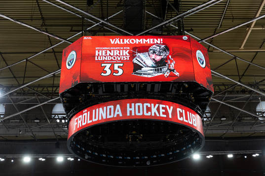 Jumbotronen i Scandinavium innan  ishockeymatchen i SHL