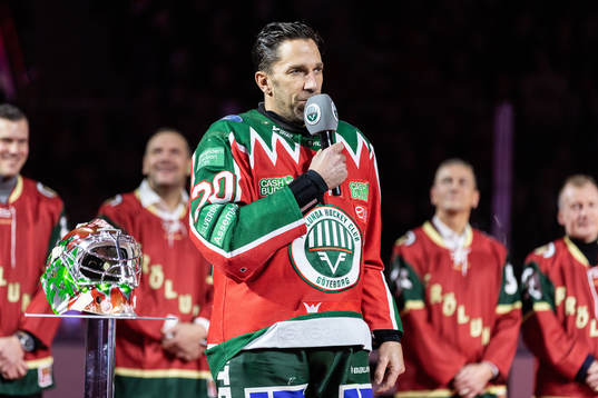 Frölundas Joel Lundqvist håller tal