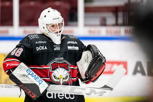 Malmö Redhawks målvakt Oskar Blomgren
