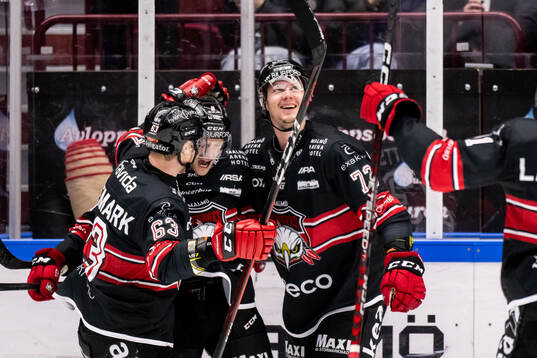 Malmö Redhawks Johan Olofsson jublar med Fredrik