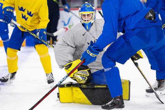 Goaltender Ian Blomquist of Sweden
