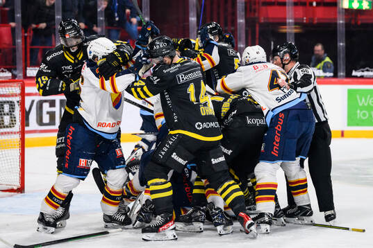 s och Djurgårdens spelare i slagsmål