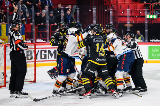 s och Djurgårdens spelare i slagsmål