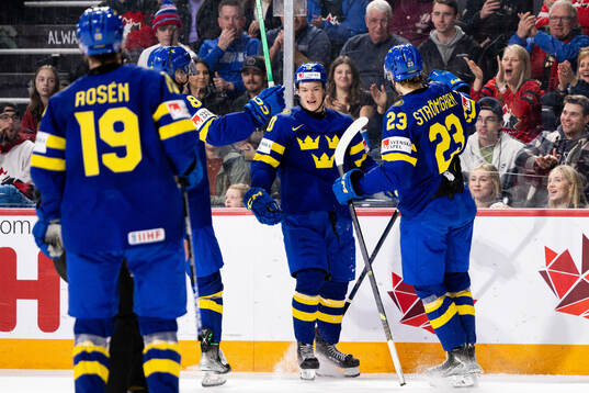 Fabian Wagner of Sweden celebrates the 1-1 goal