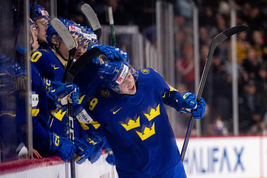 Ludvig Jansson of Sweden celebrates the 2-1 goal