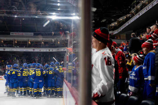 Players of Sweden celebrate the 3-2 goal