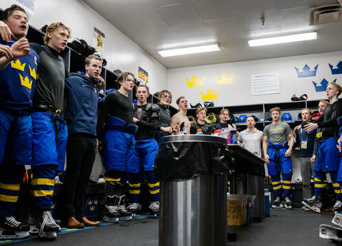 Players of Sweden celebrate
