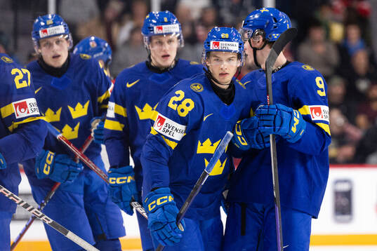 Simon Robertsson and Ludvig Jansson of Sweden celebrate the