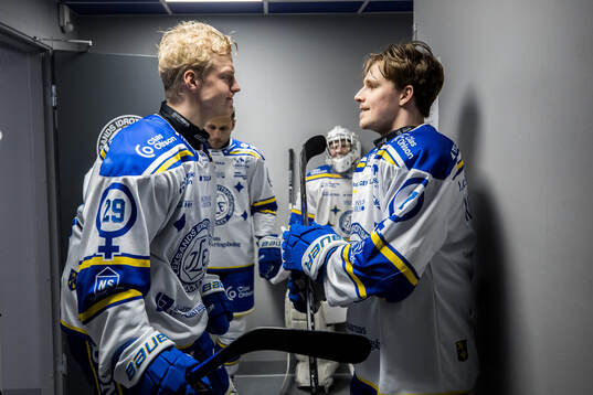 Leksands Emil Heineman och Marcus Karlberg innan