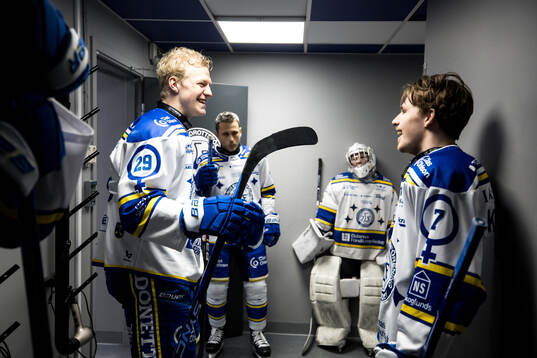 Leksands Emil Heineman och Marcus Karlberg innan